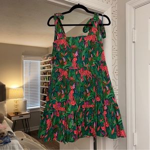 Jungle print tie shoulder sun dress